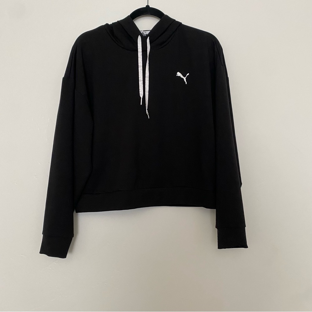 Puma black cropped hoodie size medium